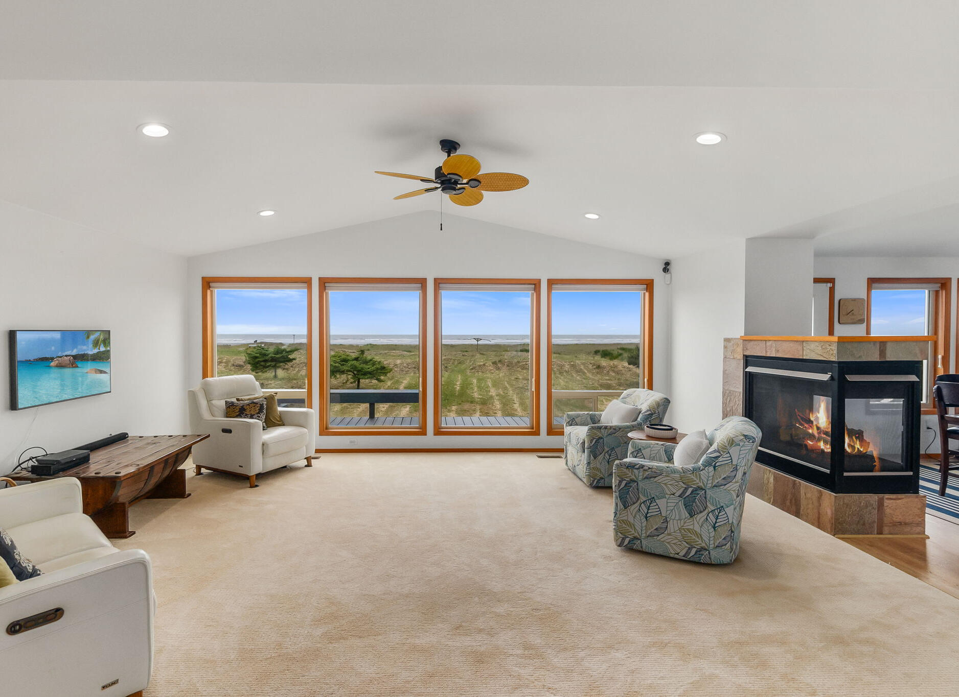 Living room with panoramic ocean views Living room with panoramic ocean views